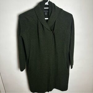 Adrienne Vittadini Yak Wool Duster Cardigan Size Small Oversized Olive sweater